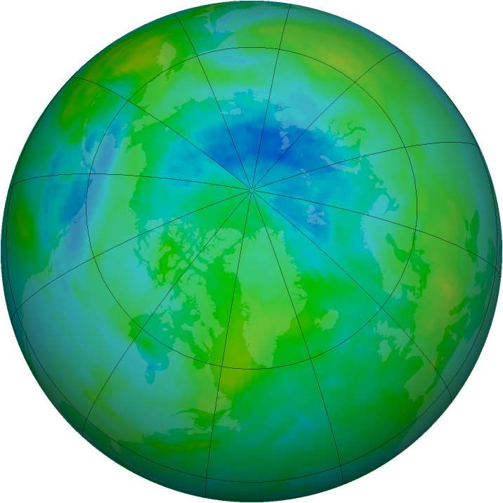 Arctic ozone map for 08 September 1990